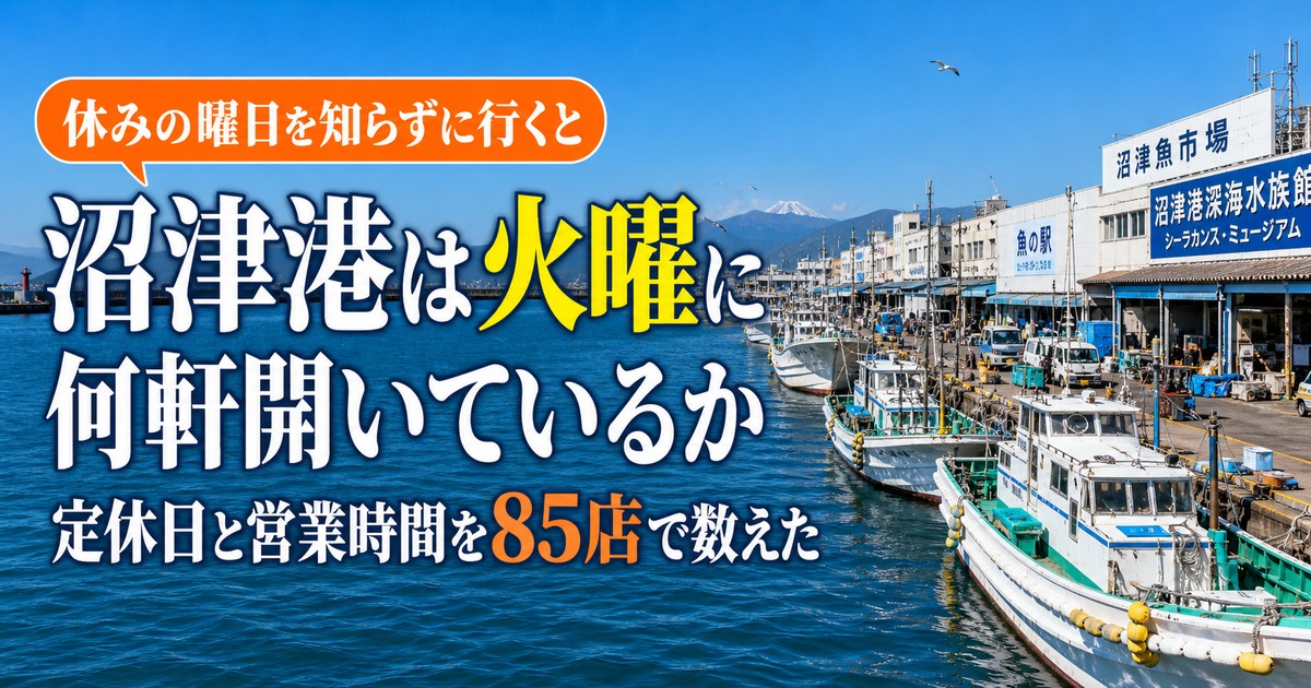 沼津港は火曜定休の店が多い?休みの日でも入れる店と回り方【2026年】